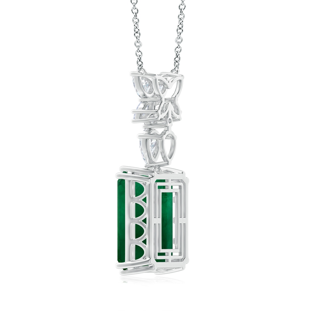 19.99x14.18x9.40mm A GIA Certified Emerald-Cut Emerald Solitaire Pendant with Fancy Diamonds in 18K White Gold Side 399