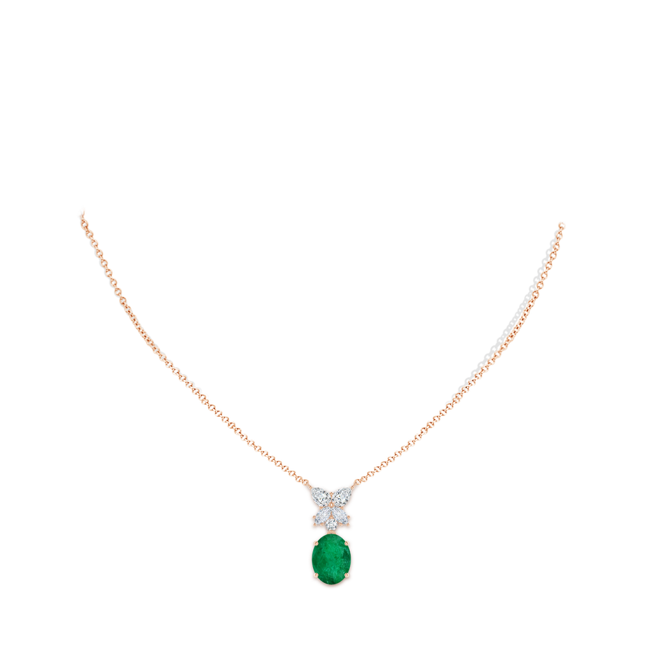 12.52x9.64x5.39mm A GIA Certified Oval Emerald Solitaire Pendant With Fancy Diamonds in 10K Rose Gold pen