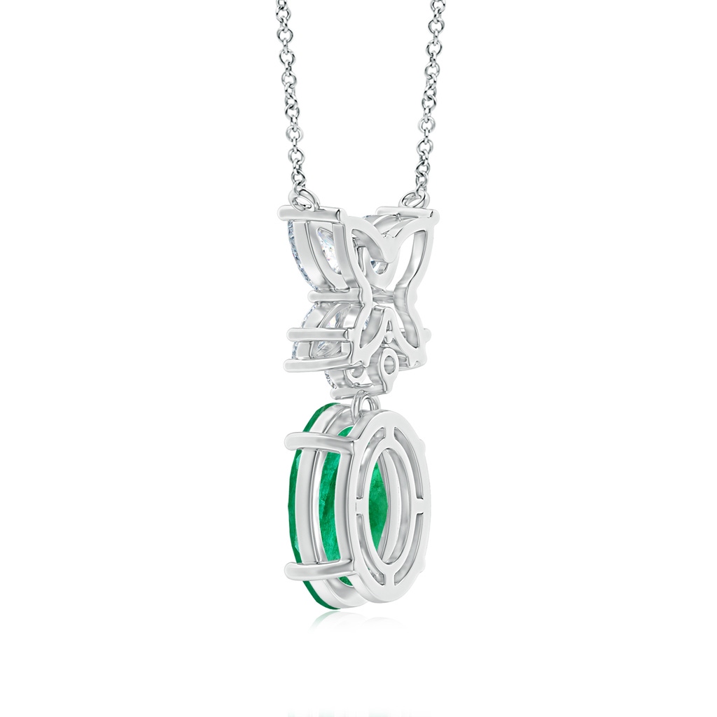 12.52x9.64x5.39mm A GIA Certified Oval Emerald Solitaire Pendant With Fancy Diamonds in 18K White Gold Side 399