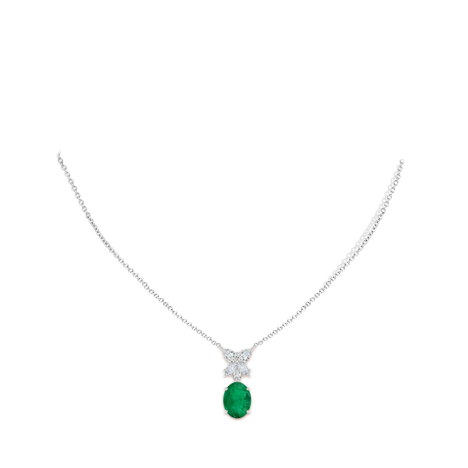 12.52x9.64x5.39mm A GIA Certified Oval Emerald Solitaire Pendant With Fancy Diamonds in White Gold pen