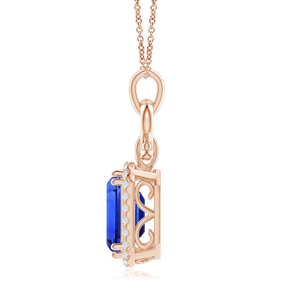 10.03x8.17x6.77mm AAA GIA Certified Octagonal Blue Sapphire Horseshoe Halo Pendant in Rose Gold - side 199