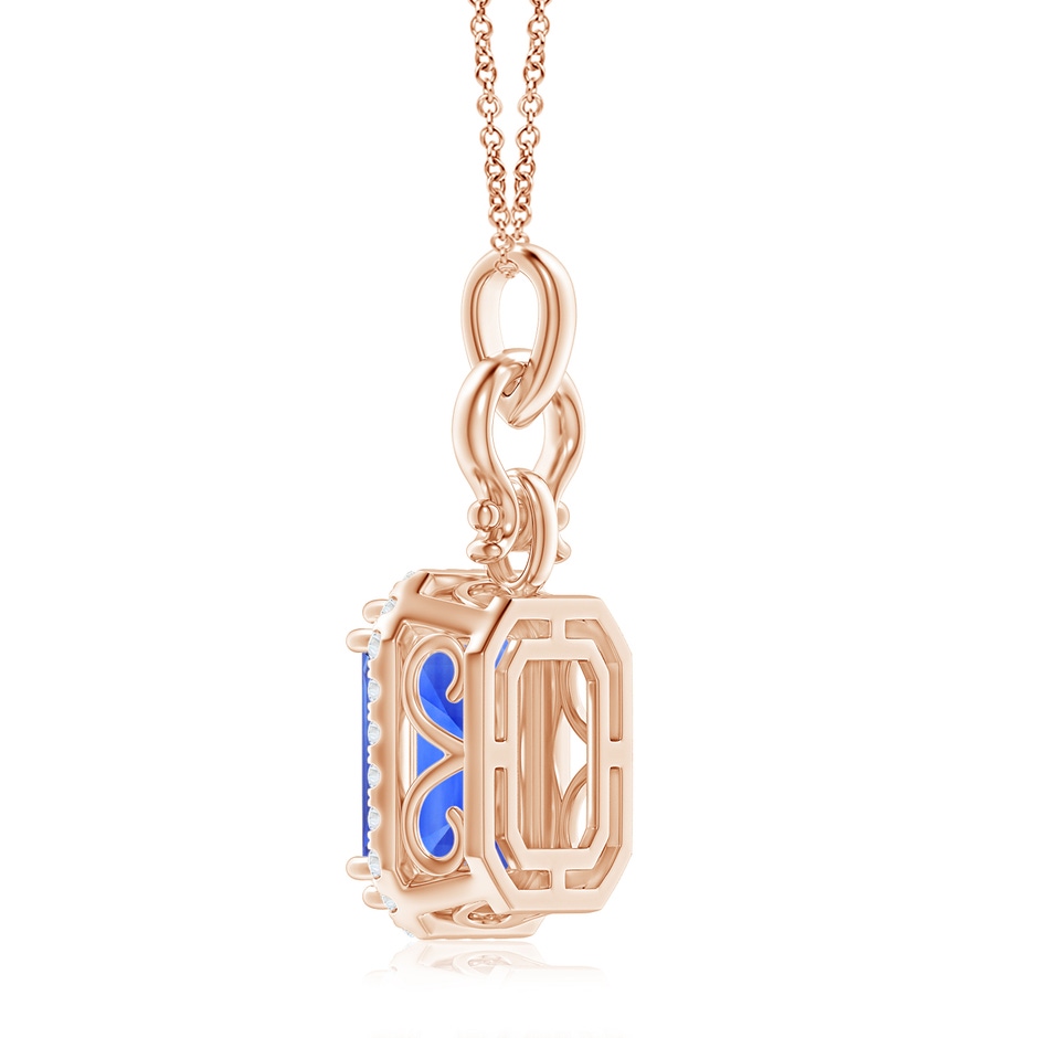 10.03x8.17x6.77mm AAA GIA Certified Octagonal Blue Sapphire Horseshoe Halo Pendant in Rose Gold side 399