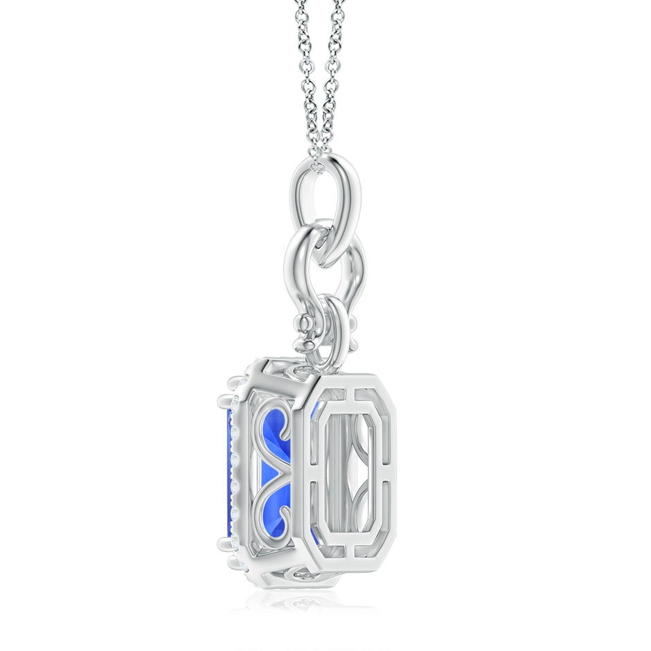 10.03x8.17x6.77mm AAA GIA Certified Octagonal Blue Sapphire Horseshoe Halo Pendant in White Gold side 399