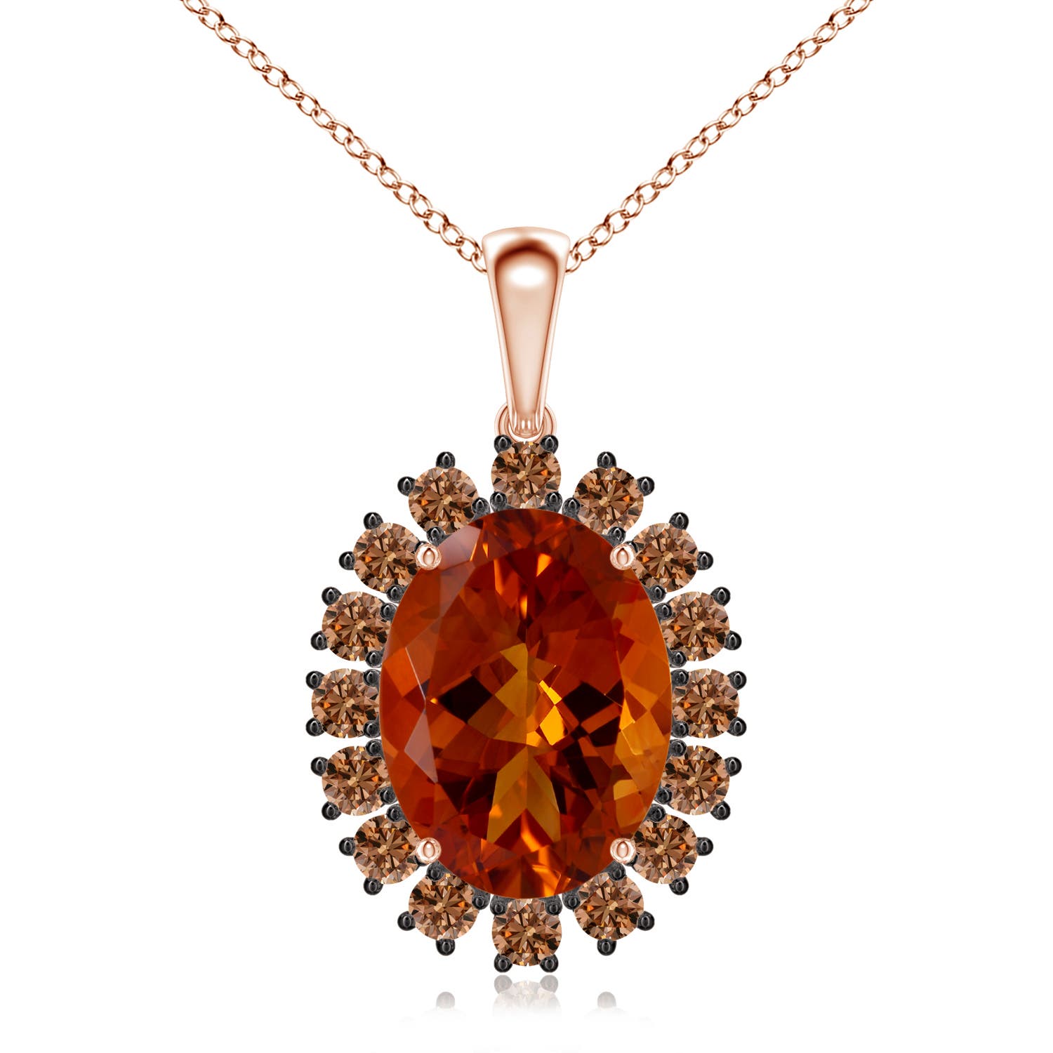 16.06x12.10x8.28mm A Classic GIA Certified Oval Citrine Halo Pendant in 18CT Rose Gold