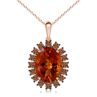 16.06x12.10x8.28mm A Classic GIA Certified Oval Citrine Halo Pendant in 18K Rose Gold