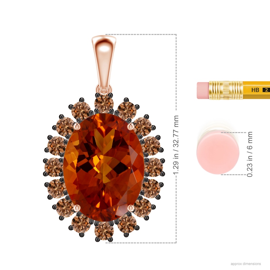 16.06x12.10x8.28mm A Classic GIA Certified Oval Citrine Halo Pendant in 18K Rose Gold ruler