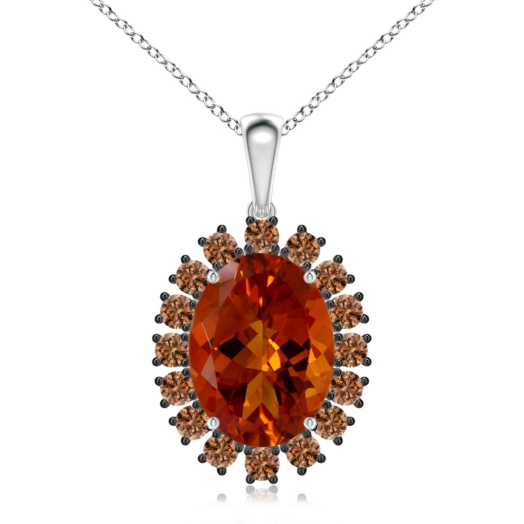 16.06x12.10x8.28mm A Classic GIA Certified Oval Citrine Halo Pendant in White Gold