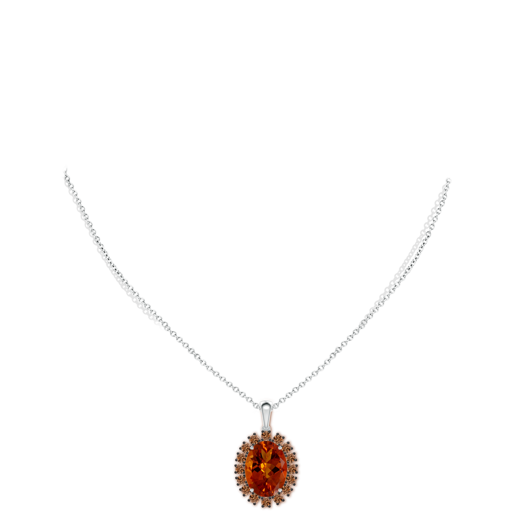 16.06x12.10x8.28mm A Classic GIA Certified Oval Citrine Halo Pendant in White Gold pen