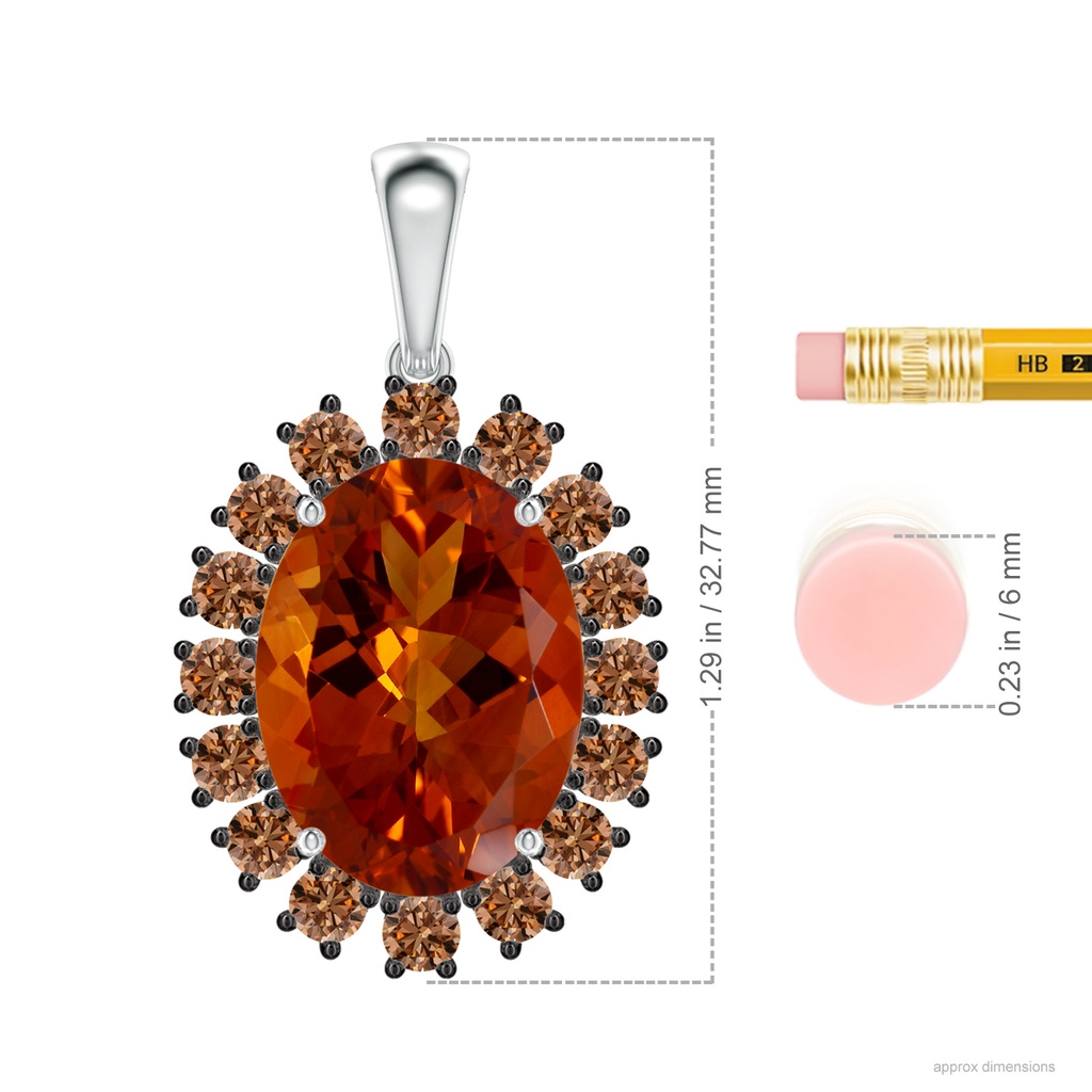 16.06x12.10x8.28mm A Classic GIA Certified Oval Citrine Halo Pendant in White Gold ruler