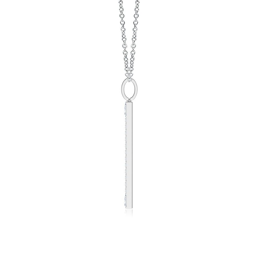 2.5x1.2mm GVS2 Round & Baguette Diamond Vertical Bar Pendant in S999 Silver - side 199