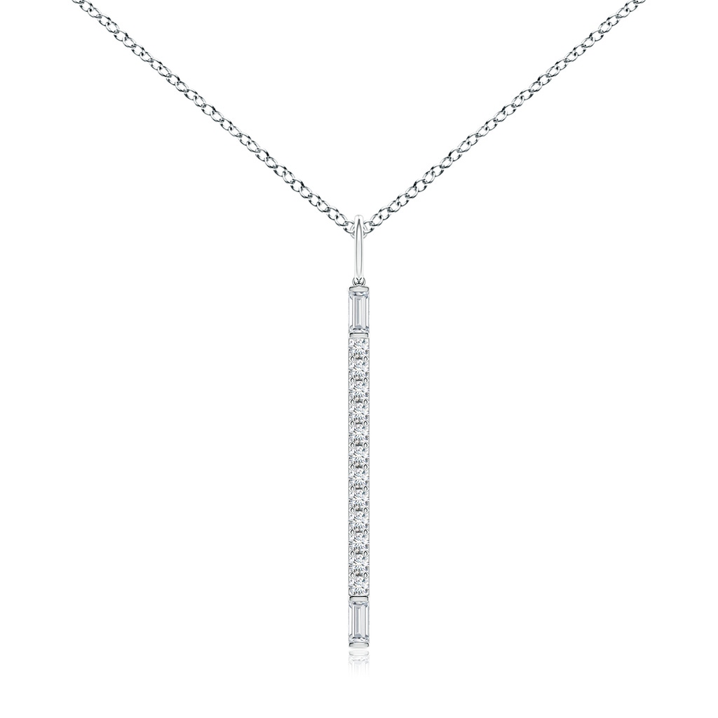 3x1.5mm GVS2 Round & Baguette Diamond Vertical Bar Pendant in White Gold