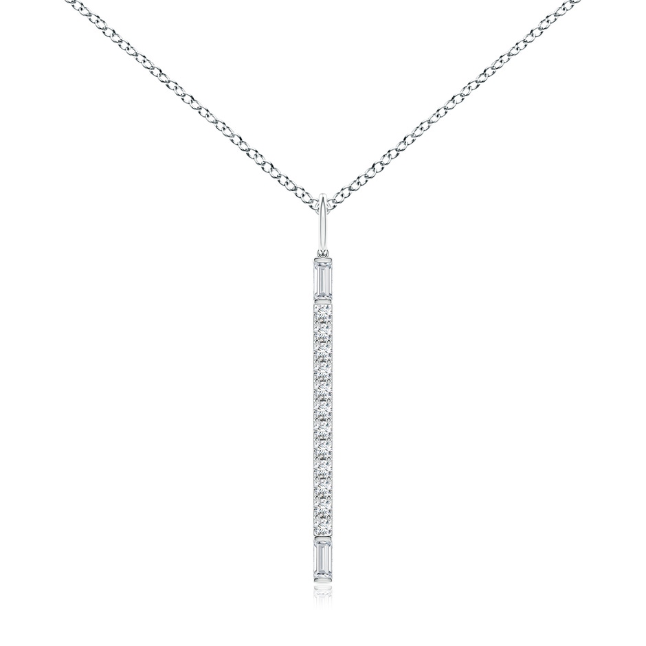 3x1.5mm GVS2 Round & Baguette Diamond Vertical Bar Pendant in White Gold 