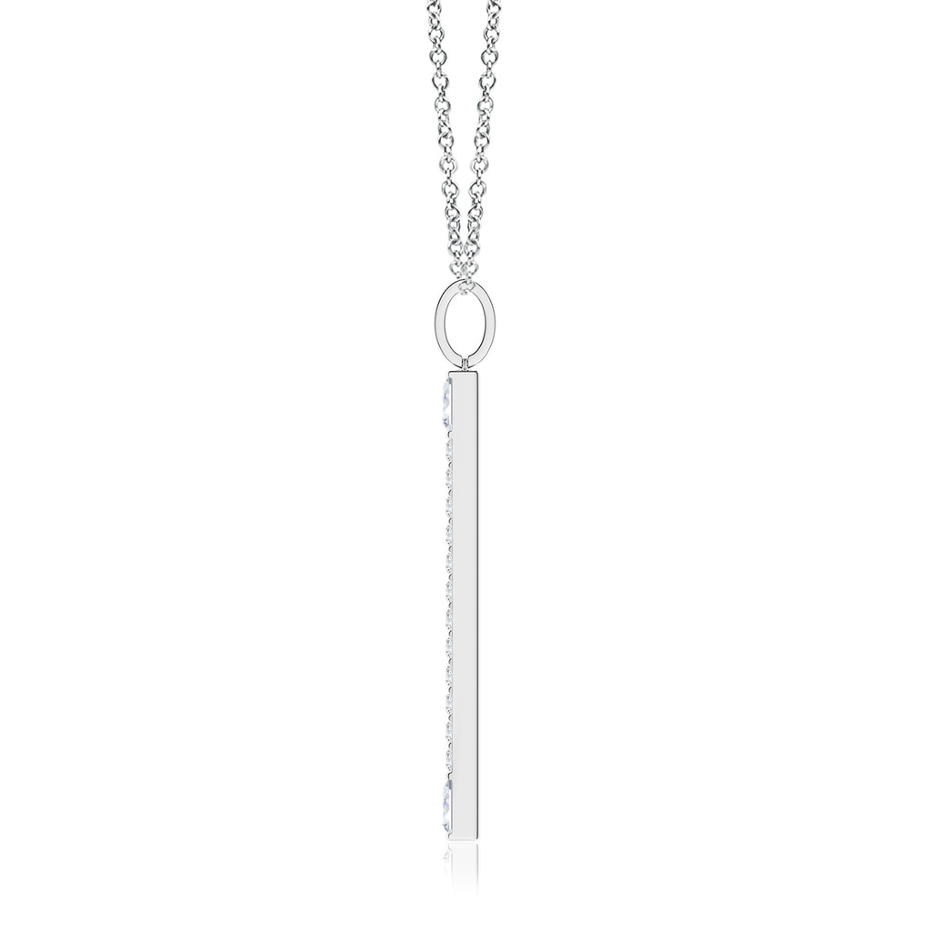 3x1.5mm GVS2 Round & Baguette Diamond Vertical Bar Pendant in White Gold - side 199