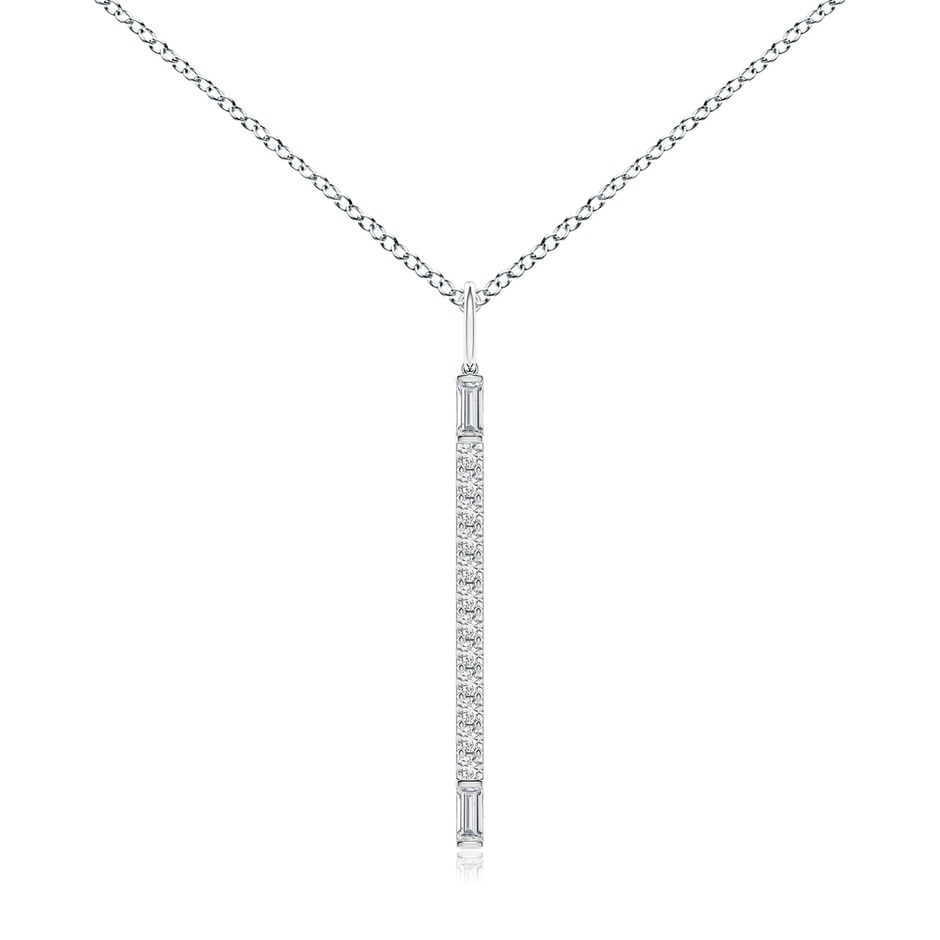 3x1.5mm HSI2 Round & Baguette Diamond Vertical Bar Pendant in White Gold 