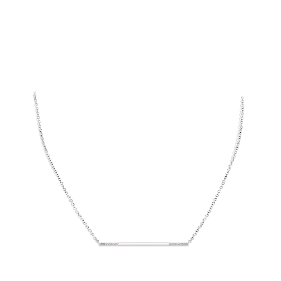 3x1.5mm HSI2 Round & Baguette Diamond Horizontal Bar Pendant in White Gold pen