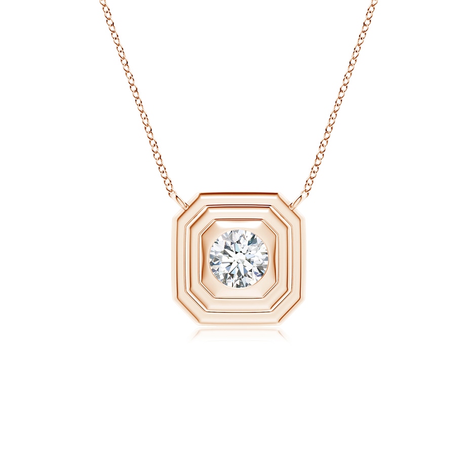 3.8mm GVS2 Flush-Set Round Diamond Concentric Octagon Pendant in Rose Gold 