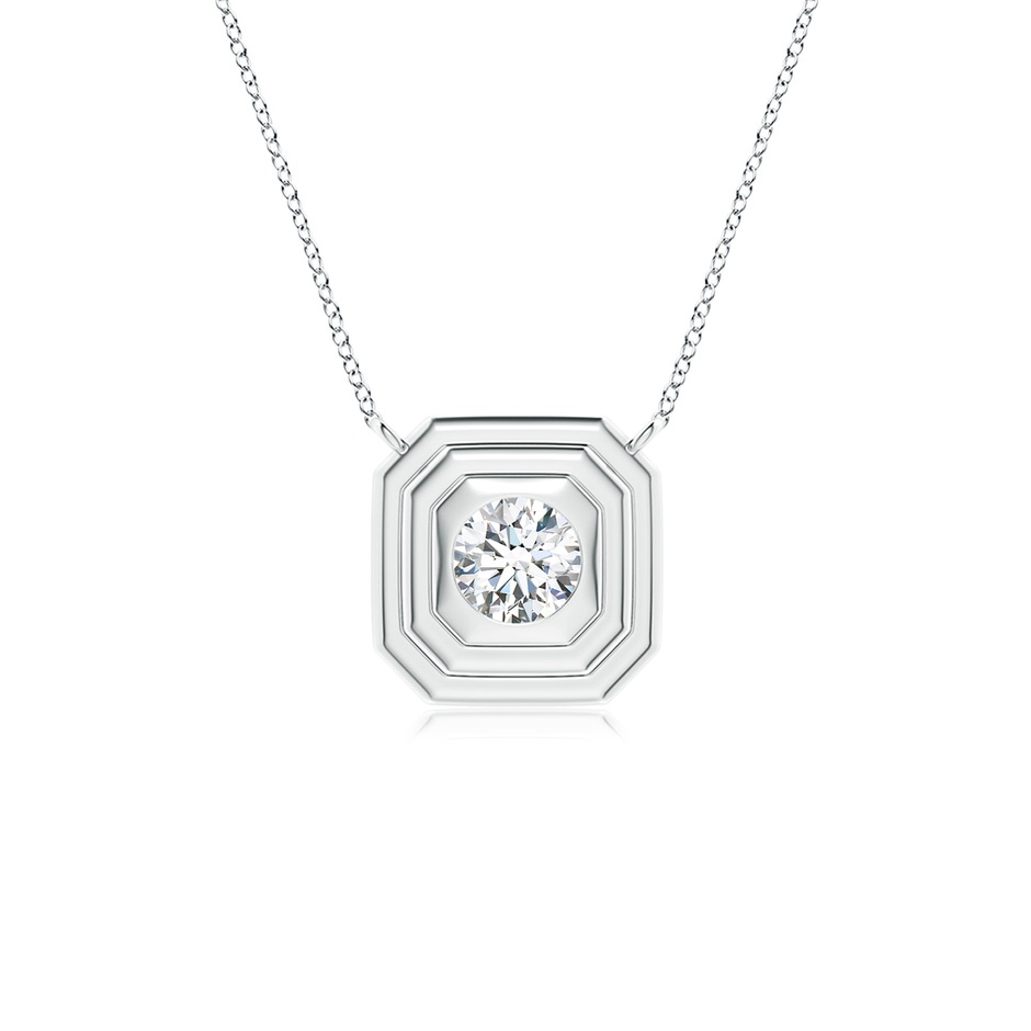 3.8mm GVS2 Flush-Set Round Diamond Concentric Octagon Pendant in White Gold 