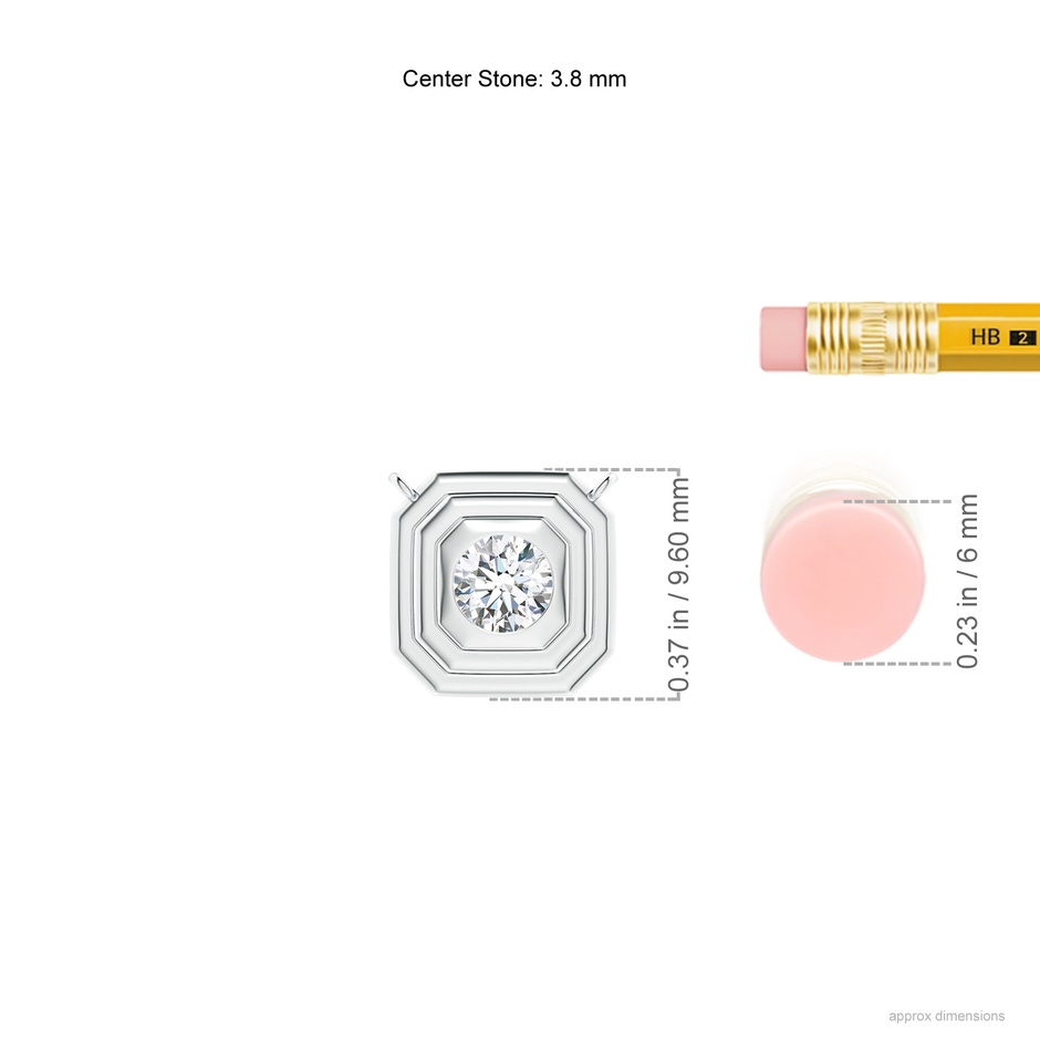 3.8mm GVS2 Flush-Set Round Diamond Concentric Octagon Pendant in White Gold ruler