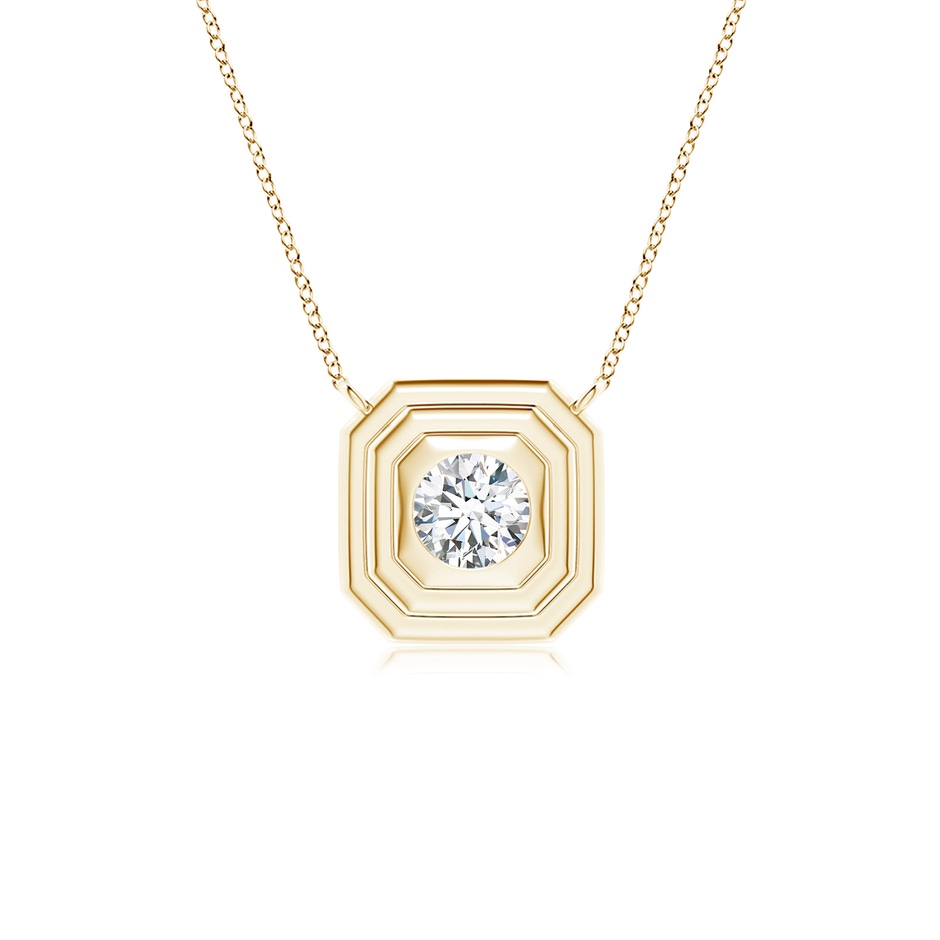 3.8mm GVS2 Flush-Set Round Diamond Concentric Octagon Pendant in Yellow Gold 