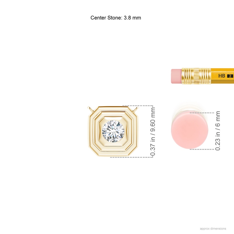 3.8mm GVS2 Flush-Set Round Diamond Concentric Octagon Pendant in Yellow Gold ruler
