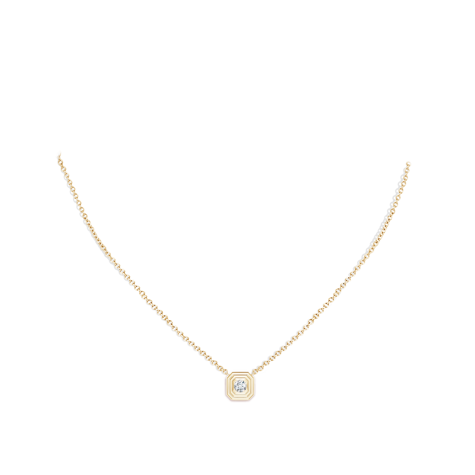 3.8mm GVS2 Flush-Set Round Diamond Concentric Octagon Pendant in Yellow Gold pen