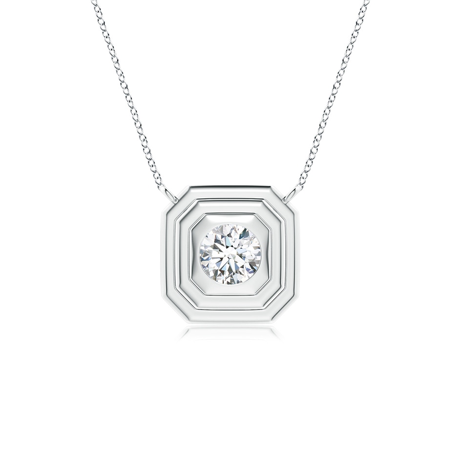4.1mm GVS2 Flush-Set Round Diamond Concentric Octagon Pendant in White Gold 
