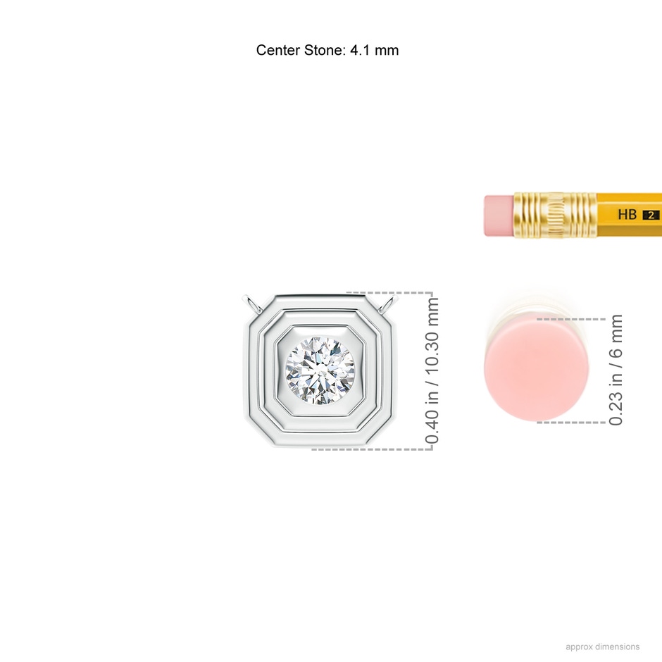 4.1mm GVS2 Flush-Set Round Diamond Concentric Octagon Pendant in White Gold ruler