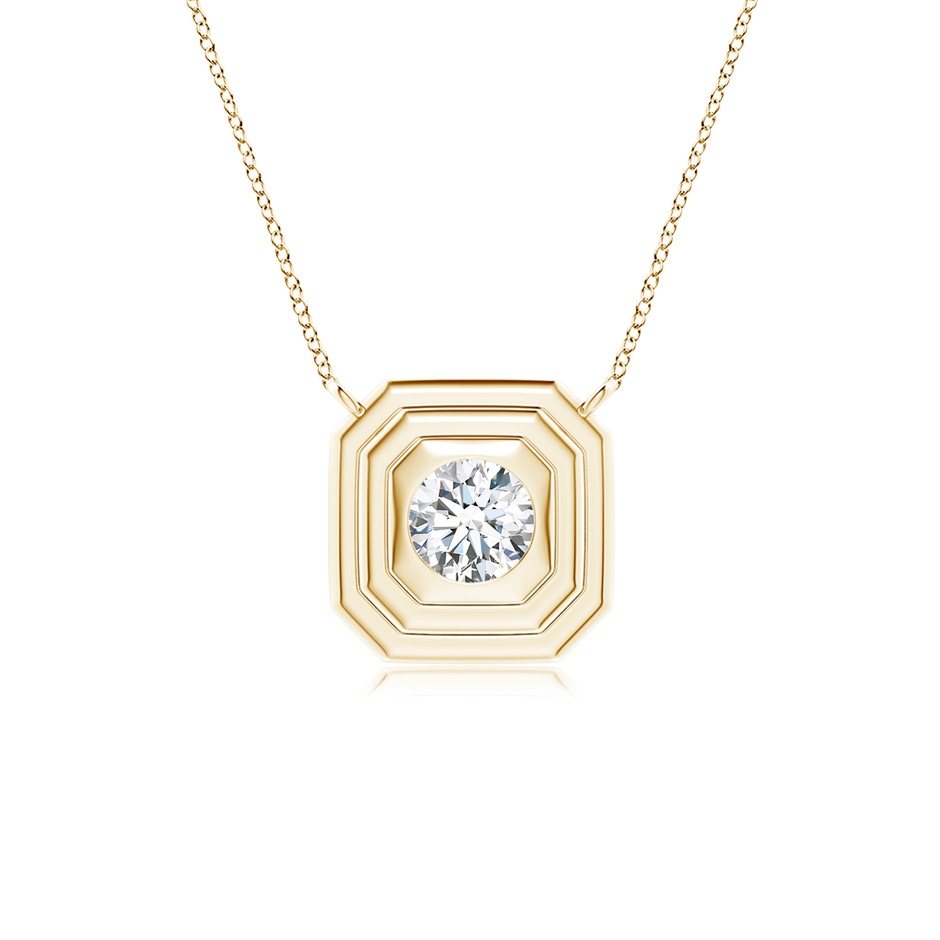 4.1mm GVS2 Flush-Set Round Diamond Concentric Octagon Pendant in Yellow Gold 