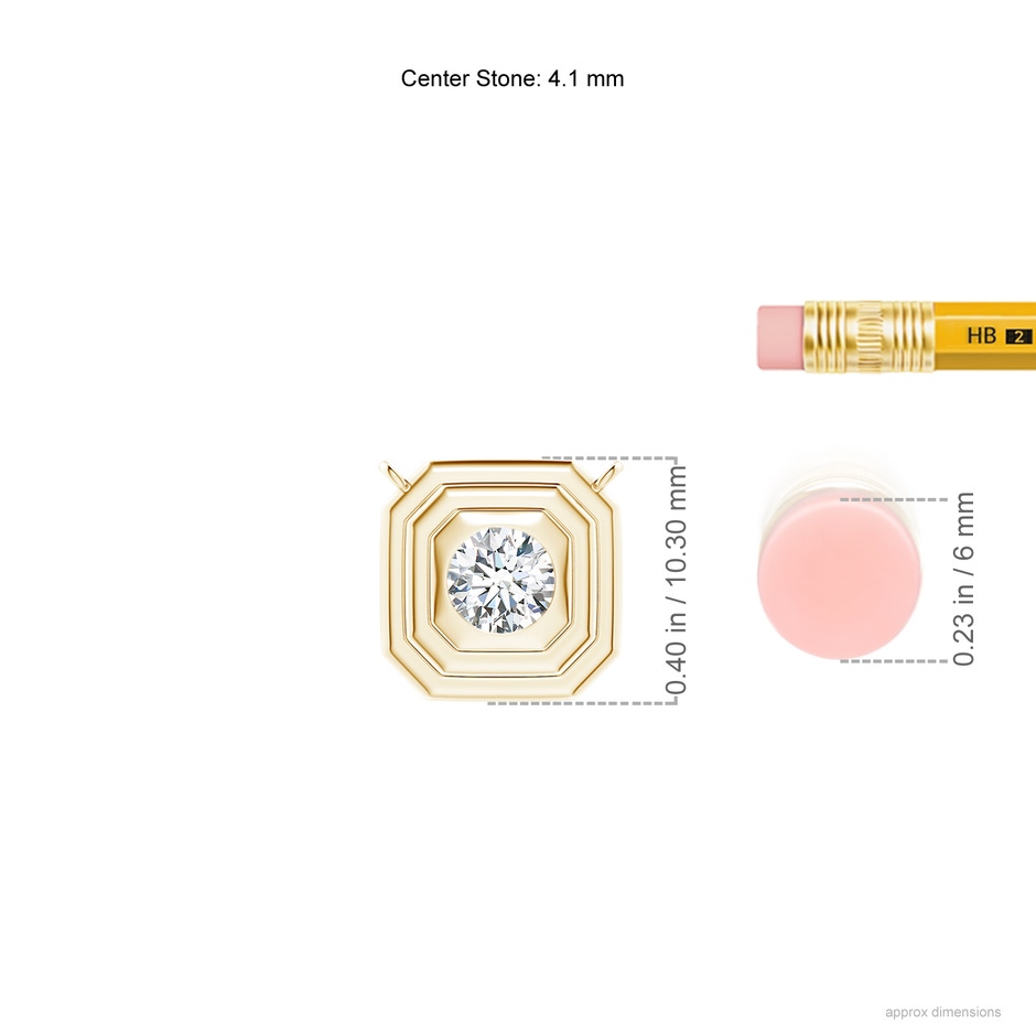 4.1mm GVS2 Flush-Set Round Diamond Concentric Octagon Pendant in Yellow Gold ruler