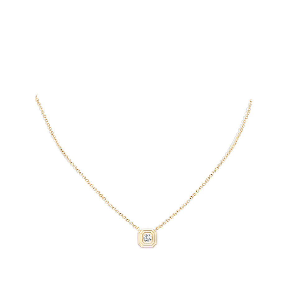 4.1mm GVS2 Flush-Set Round Diamond Concentric Octagon Pendant in Yellow Gold pen