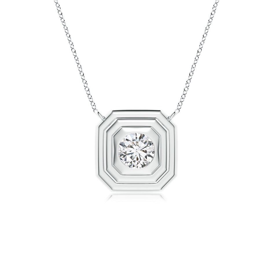 4.1mm HSI2 Flush-Set Round Diamond Concentric Octagon Pendant in White Gold 