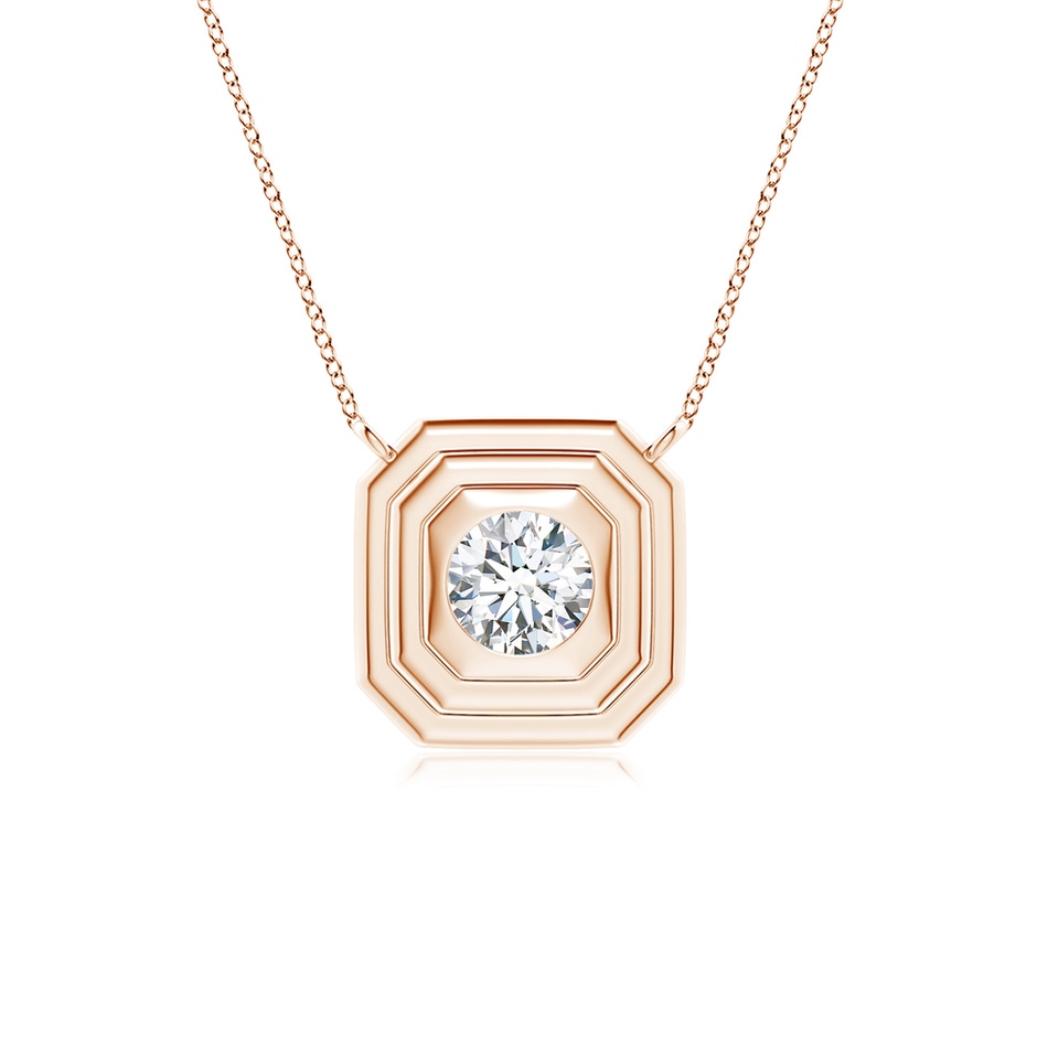 4.3mm GVS2 Flush-Set Round Diamond Concentric Octagon Pendant in Rose Gold 