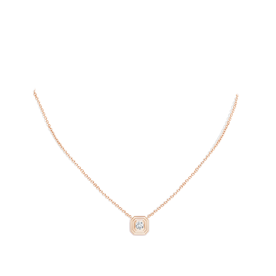 4.3mm GVS2 Flush-Set Round Diamond Concentric Octagon Pendant in Rose Gold pen