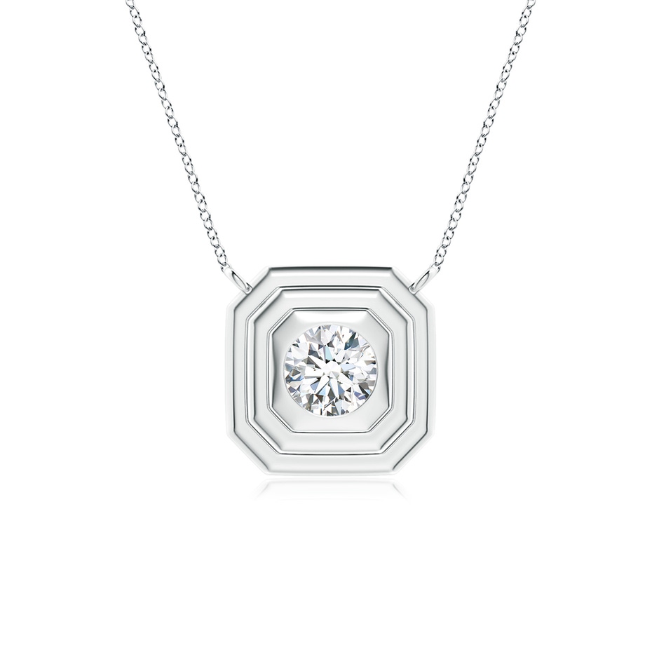 4.3mm GVS2 Flush-Set Round Diamond Concentric Octagon Pendant in White Gold 