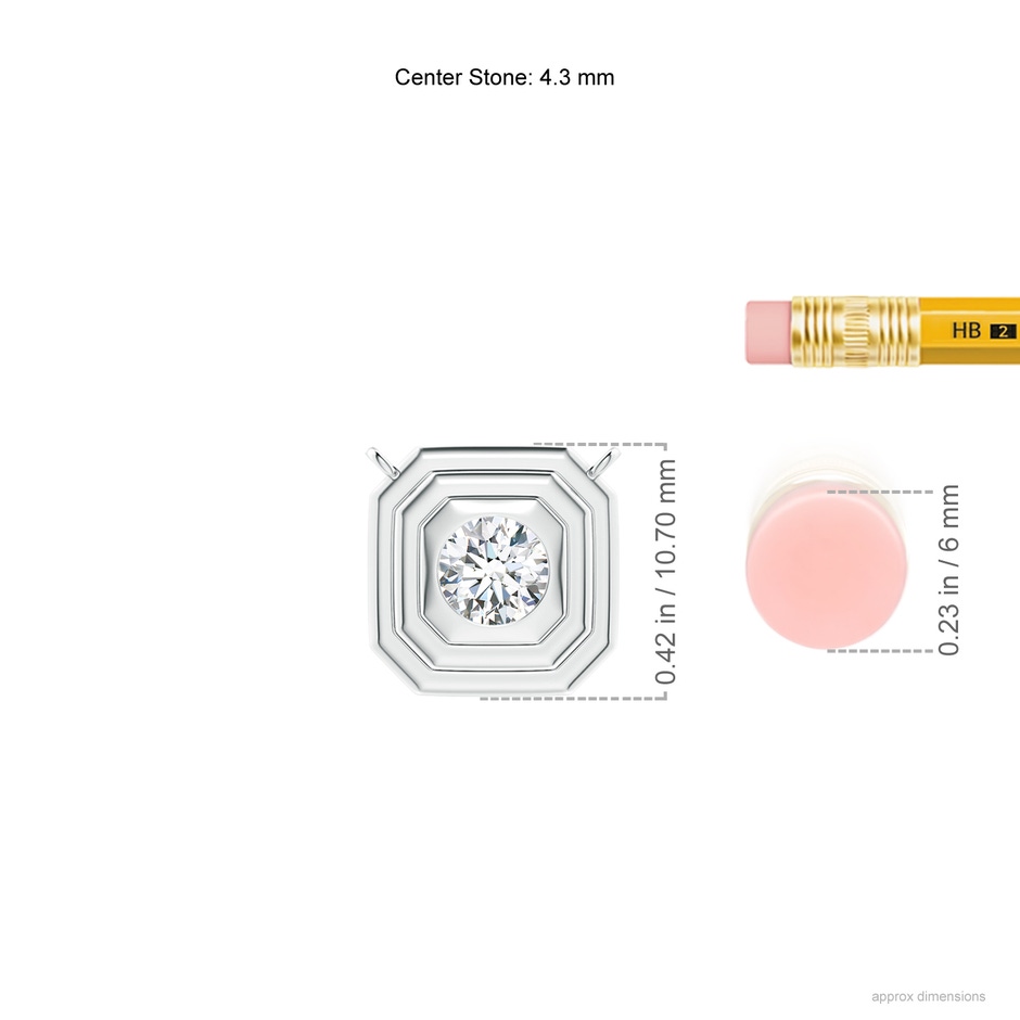 4.3mm GVS2 Flush-Set Round Diamond Concentric Octagon Pendant in White Gold ruler