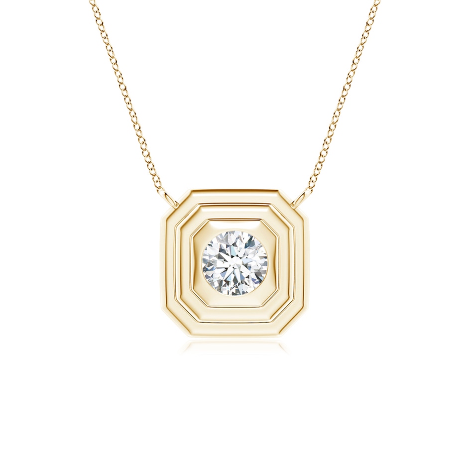 4.3mm GVS2 Flush-Set Round Diamond Concentric Octagon Pendant in Yellow Gold 