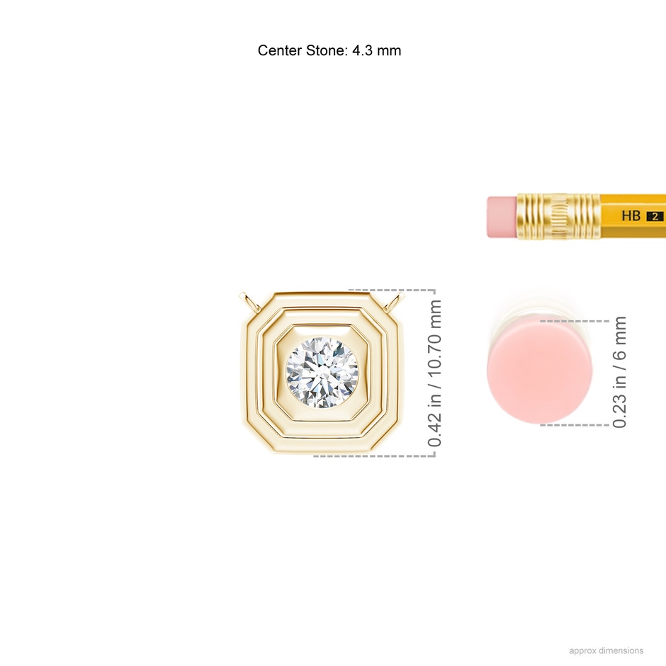 4.3mm GVS2 Flush-Set Round Diamond Concentric Octagon Pendant in Yellow Gold ruler