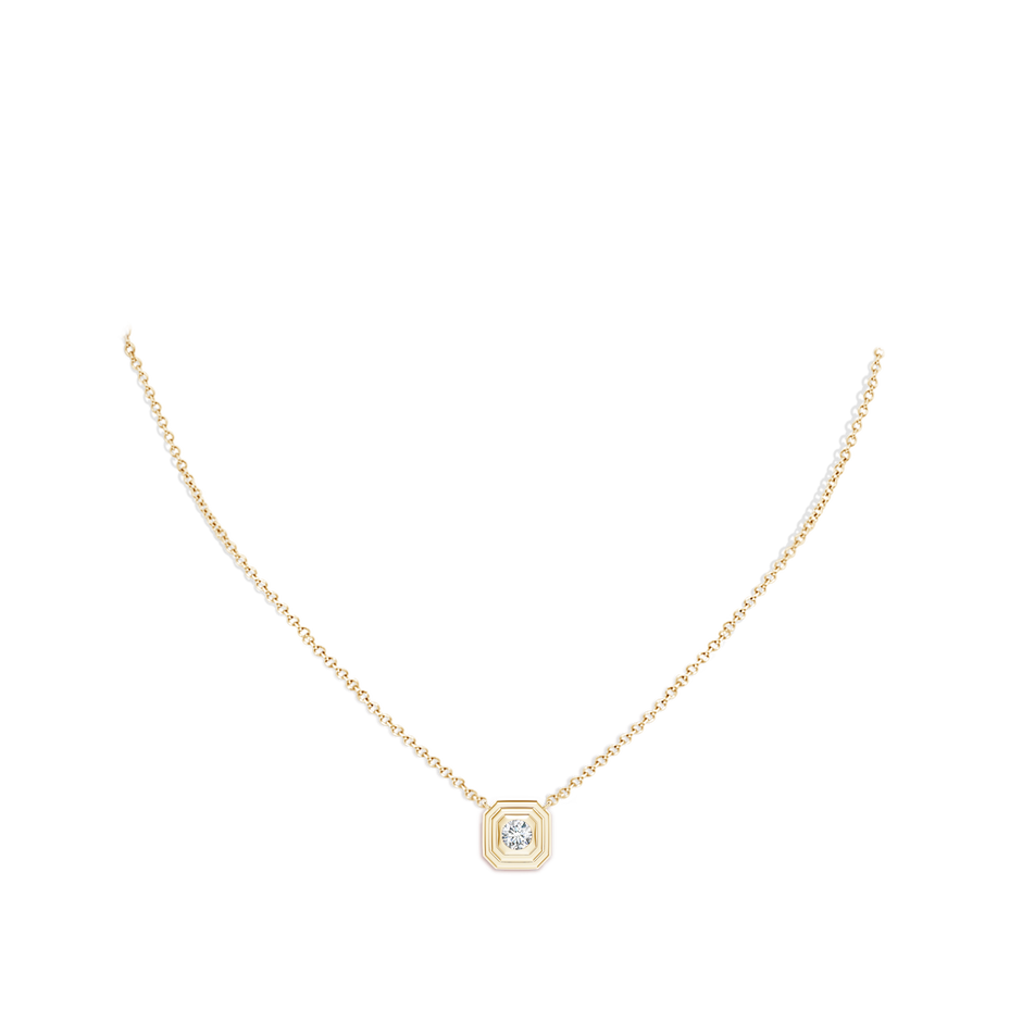 4.3mm GVS2 Flush-Set Round Diamond Concentric Octagon Pendant in Yellow Gold pen