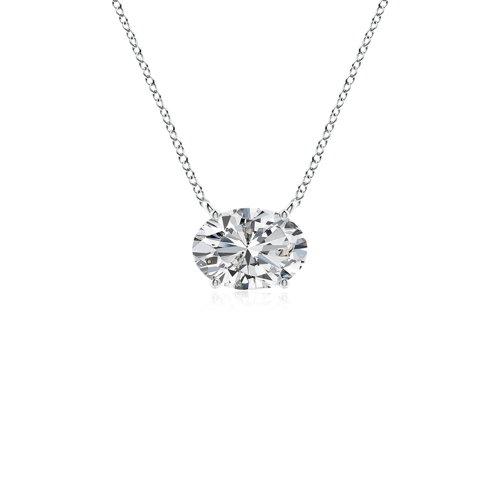 7x5mm HSI2 East-West Oval Diamond Solitaire Pendant in White Gold