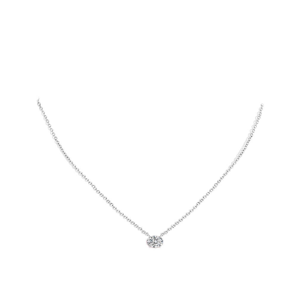 7x5mm HSI2 East-West Oval Diamond Solitaire Pendant in White Gold pen