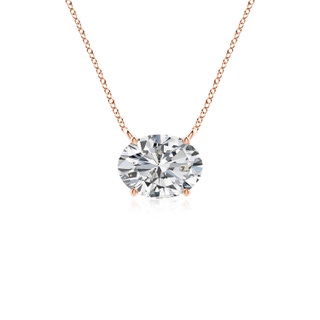 8x6mm HSI2 East-West Oval Diamond Solitaire Pendant in Rose Gold
