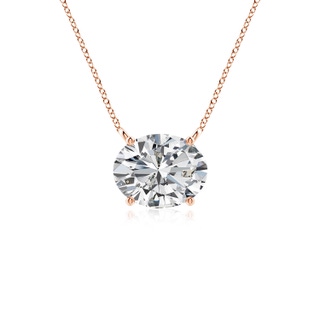9x7mm HSI2 East-West Oval Diamond Solitaire Pendant in Rose Gold