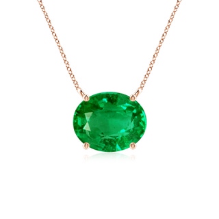 10x8mm AAA East-West Oval Emerald Solitaire Pendant in Rose Gold