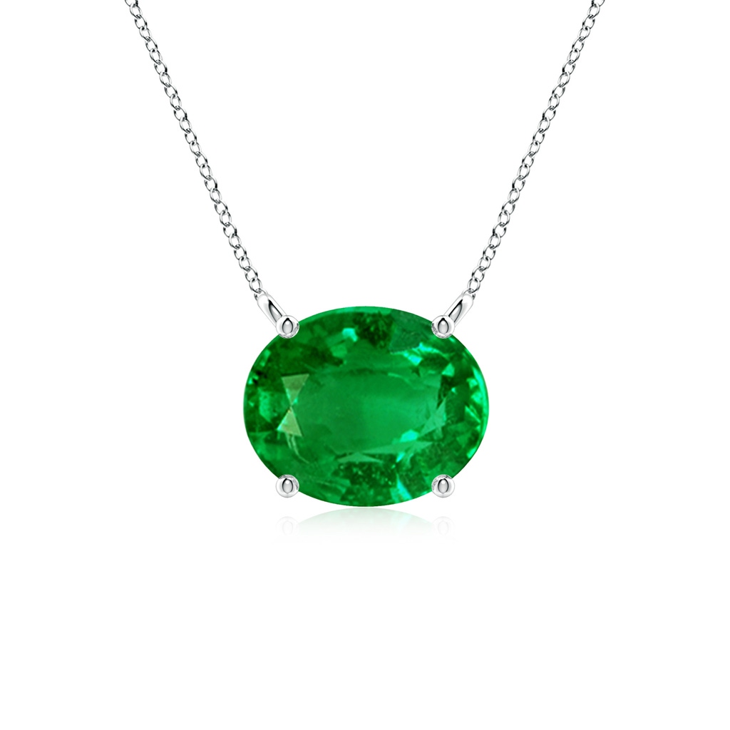 10x8mm AAAA East-West Oval Emerald Solitaire Pendant in P950 Platinum