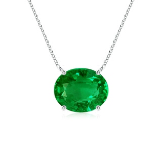 10x8mm AAAA East-West Oval Emerald Solitaire Pendant in P950 Platinum