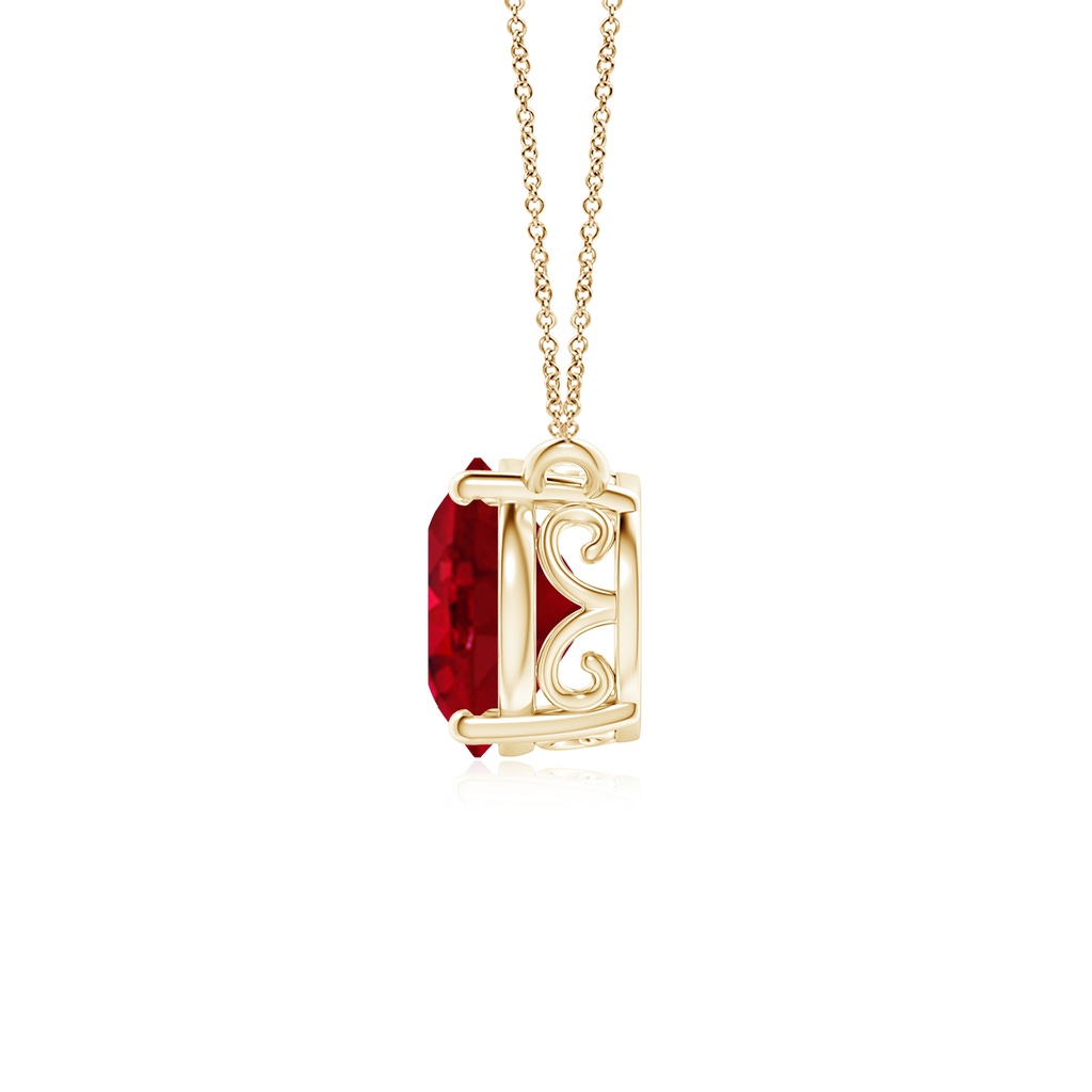 10x8mm AAA East-West Oval Ruby Solitaire Pendant in Yellow Gold Side 199