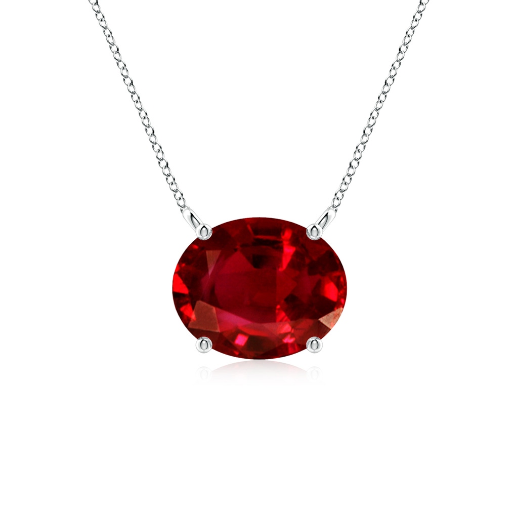 10x8mm AAAA East-West Oval Ruby Solitaire Pendant in P950 Platinum