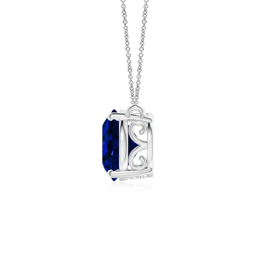 10x8mm AAAA East-West Oval Blue Sapphire Solitaire Pendant in P950 Platinum Side 199