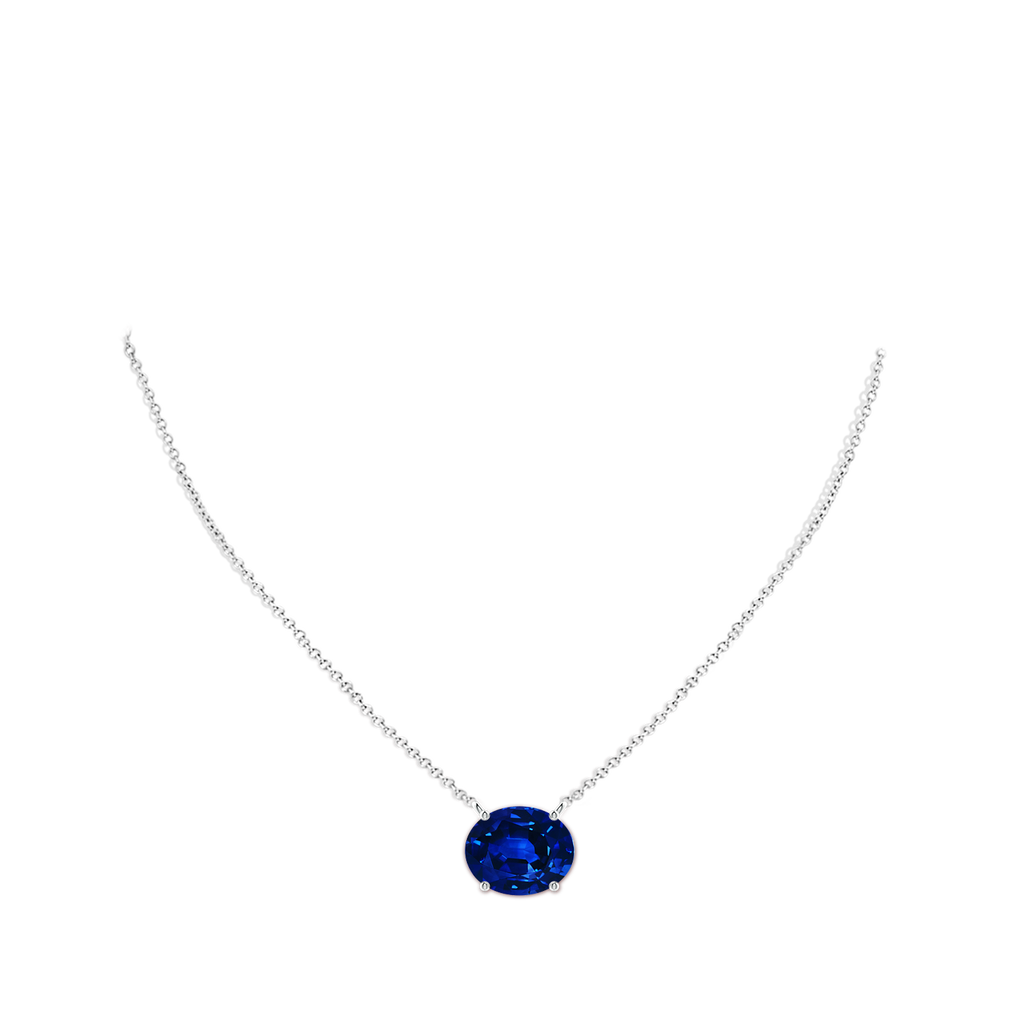 10x8mm AAAA East-West Oval Blue Sapphire Solitaire Pendant in P950 Platinum pen