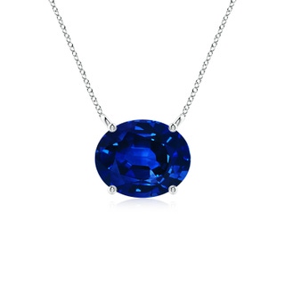 10x8mm Lab-Grown East-West Oval Blue Sapphire Solitaire Pendant in S999 Silver